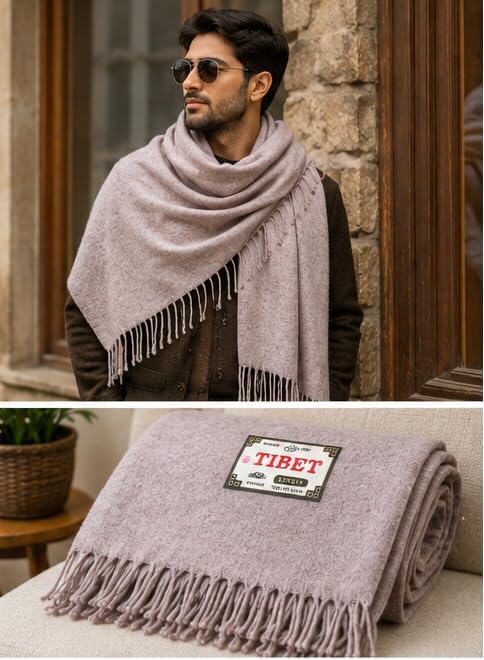Wonderlist Tibetan Meditation Shawl Wool Handloom Oversize Throw Pure Wool Wrap Clothing Gift for Men Women