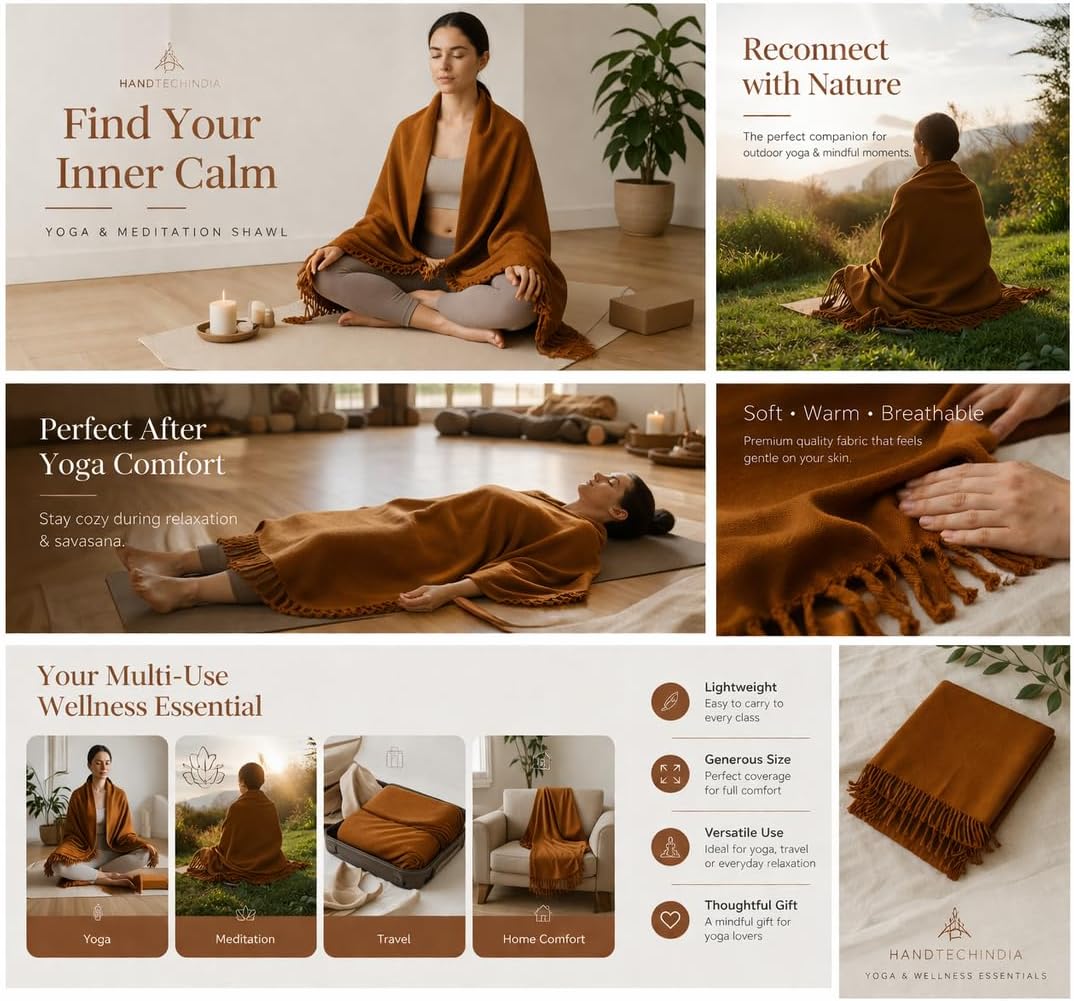 Wonderlist Tibetan Meditation Shawl Wool Handloom Oversize Throw Pure Wool Wrap Clothing Gift for Men Women