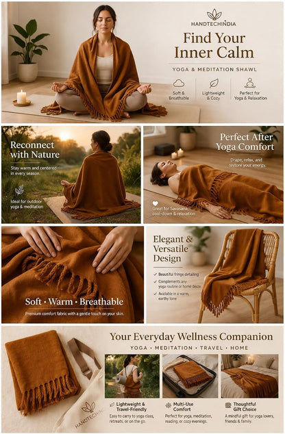 Wonderlist Tibetan Meditation Shawl Wool Handloom Oversize Throw Pure Wool Wrap Clothing Gift for Men Women