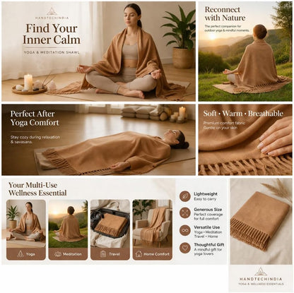 Wonderlist Tibetan Meditation Shawl Wool Handloom Oversize Throw Pure Wool Wrap Clothing Gift for Men Women