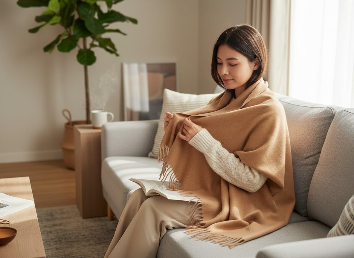 Wonderlist Tibetan Meditation Shawl Wool Handloom Oversize Throw Pure Wool Wrap Clothing Gift for Men Women
