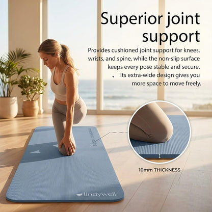 Pilates Yoga Workout Mat Non Slip 6mm, 8mm, 10mm Thick - 6ft x 26in