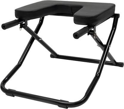 Foldable Yoga Headstand Bench, Yoga Inversion Chair with PU Pads, Relieve Stress & Digestion and Strength Training, Ideal for Home Workout Fitness Gym