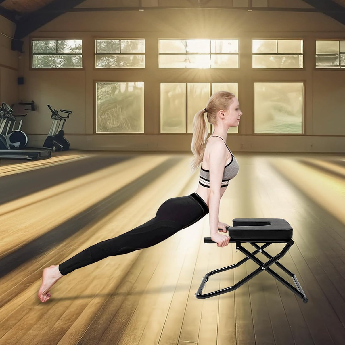 Foldable Yoga Headstand Bench, Yoga Inversion Chair with PU Pads, Relieve Stress & Digestion and Strength Training, Ideal for Home Workout Fitness Gym