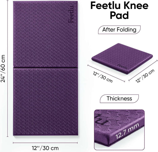 Yoga Knee Pad Cushion Exercise Knee Pad Folding, 1/2" Thick 24"x12" Eliminate Pain During Yoga or Exercise Workout– Extra Thick Padding& Support for Yoga Pilates, Fitness Exercise