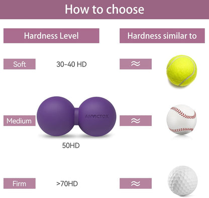 Peanut Massage Ball,Double Lacrosse Ball for Neck and Back,Medium Density Myofascial Release Massager Ball for Deep-Tissue Massage Muscle Knots Yoga Therapy(Purple)