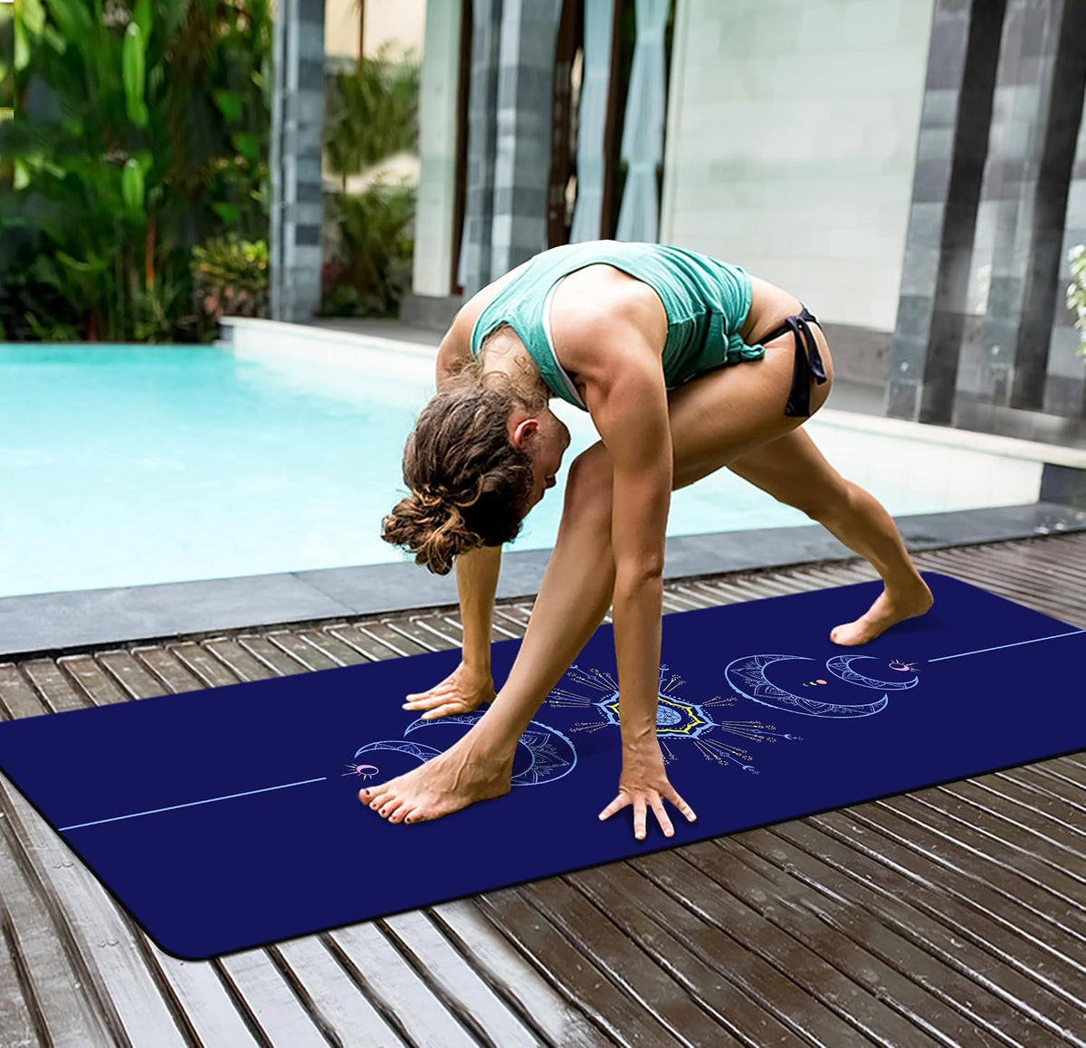 nuveti Yoga Mat Print Extra Thick TPE Non Slip Fitness Exercise Mat with Carrying Bag,72"x24" Extra Thick 6MM Exercise & Workout Mat for Yoga, Pilates Fitness and Floor Exercises - Colors B