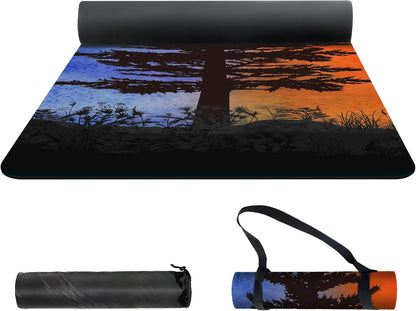 nuveti Yoga Mat Print Extra Thick TPE Non Slip Fitness Exercise Mat with Carrying Bag,72"x24" Extra Thick 6MM Exercise & Workout Mat for Yoga, Pilates Fitness and Floor Exercises - Colors B