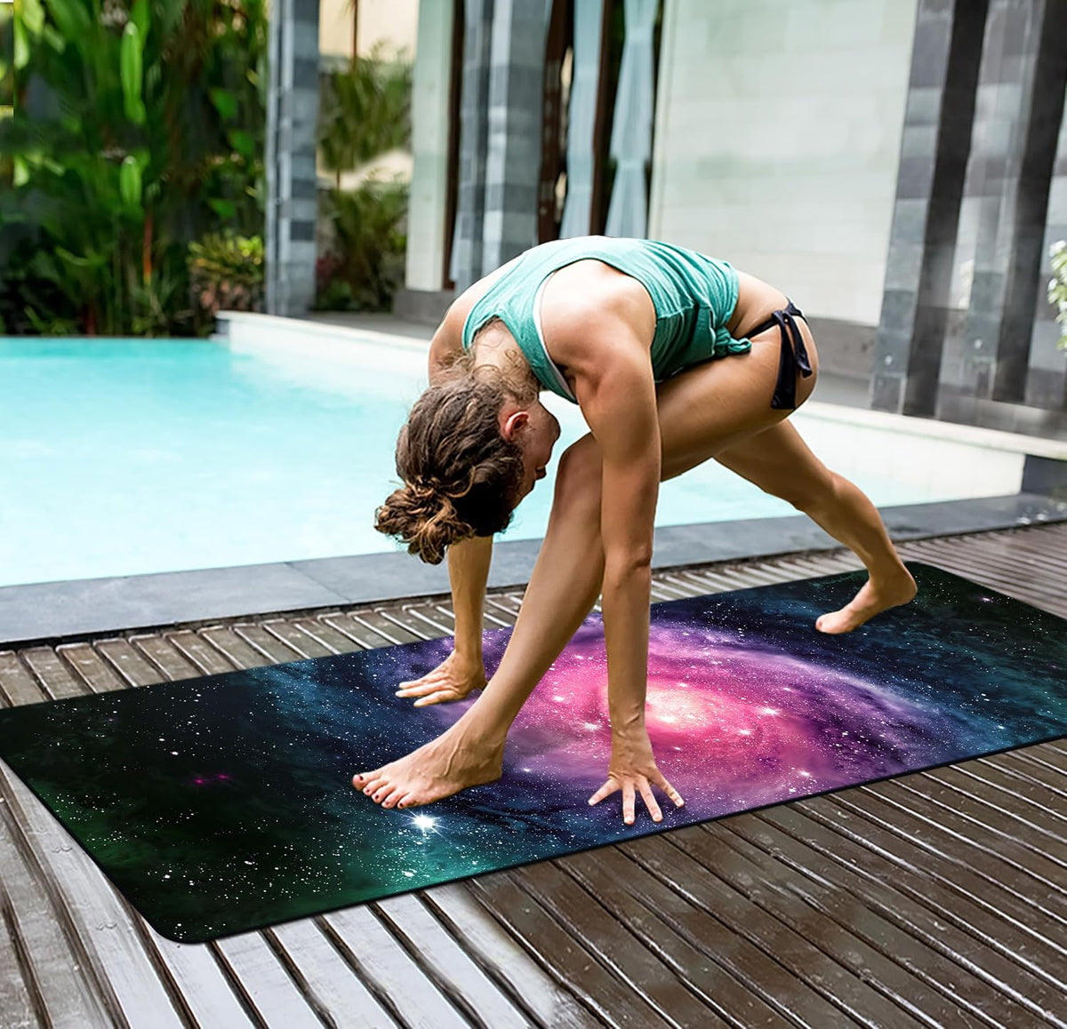 nuveti Yoga Mat Print Extra Thick TPE Non Slip Fitness Exercise Mat with Carrying Bag,72"x24" Extra Thick 6MM Exercise & Workout Mat for Yoga, Pilates Fitness and Floor Exercises - Colors B