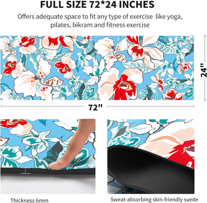 nuveti Yoga Mat Print Extra Thick TPE Non Slip Fitness Exercise Mat with Carrying Bag,72"x24" Extra Thick 6MM Exercise & Workout Mat for Yoga, Pilates Fitness and Floor Exercises - Colors B