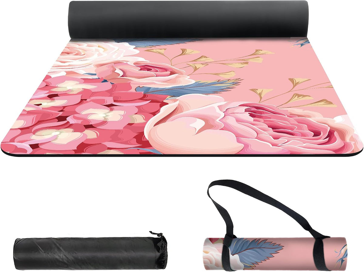 nuveti Yoga Mat Print Extra Thick TPE Non Slip Fitness Exercise Mat with Carrying Bag,72"x24" Extra Thick 6MM Exercise & Workout Mat for Yoga, Pilates Fitness and Floor Exercises - Colors B
