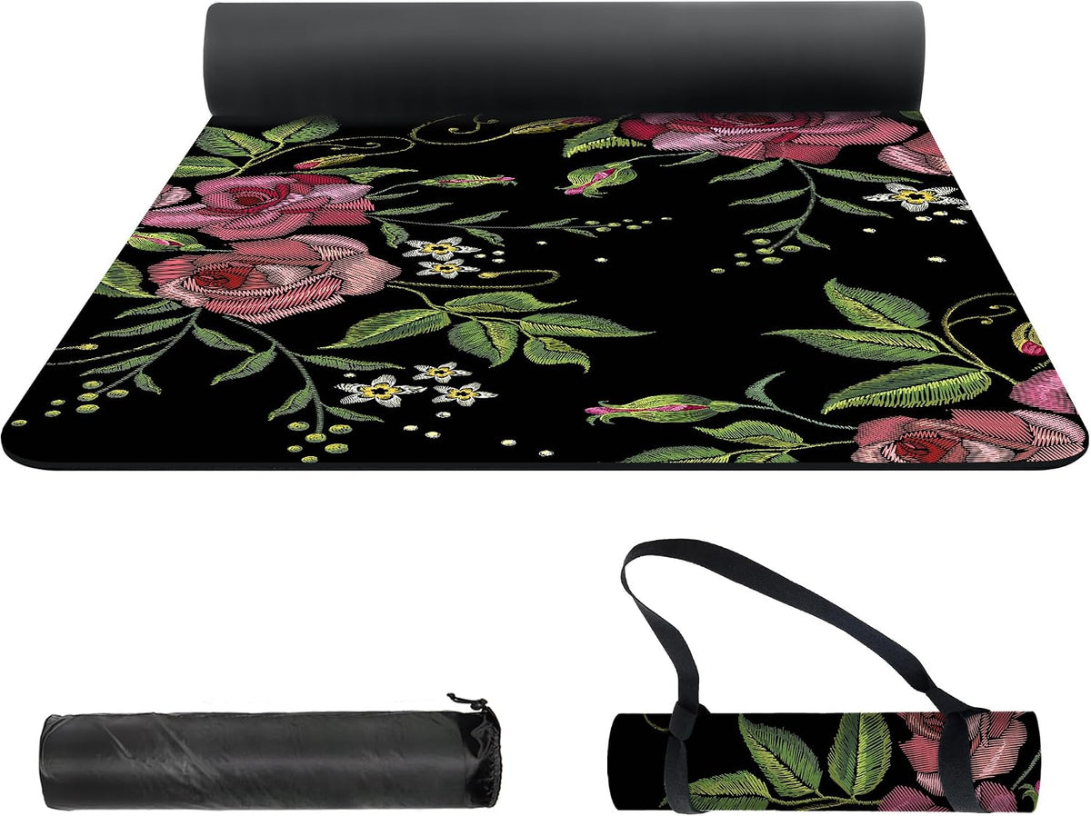 nuveti Yoga Mat Print Extra Thick TPE Non Slip Fitness Exercise Mat with Carrying Bag,72"x24" Extra Thick 6MM Exercise & Workout Mat for Yoga, Pilates Fitness and Floor Exercises - Colors B