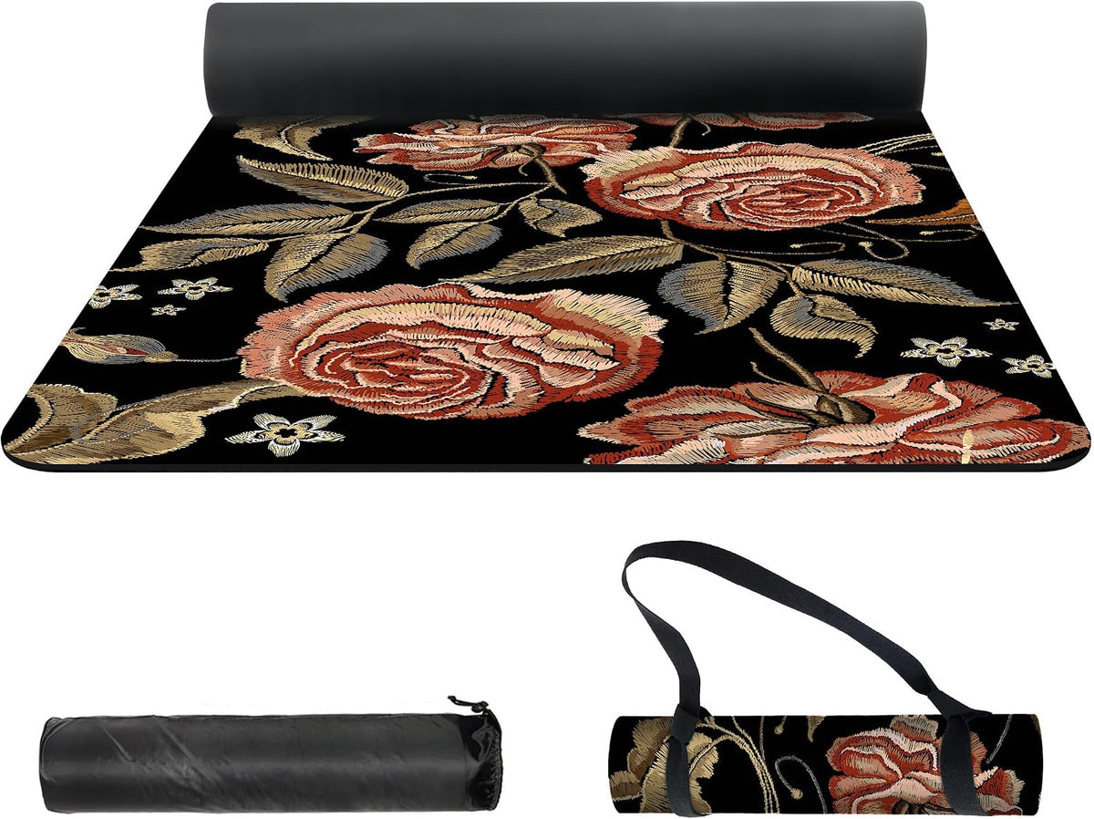 nuveti Yoga Mat Print Extra Thick TPE Non Slip Fitness Exercise Mat with Carrying Bag,72"x24" Extra Thick 6MM Exercise & Workout Mat for Yoga, Pilates Fitness and Floor Exercises - Colors B