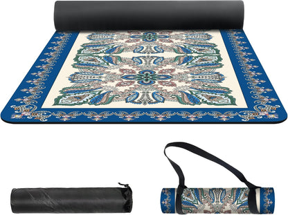 nuveti Yoga Mat Print Extra Thick TPE Non Slip Fitness Exercise Mat with Carrying Bag,72"x24" Extra Thick 6MM Exercise & Workout Mat for Yoga, Pilates Fitness and Floor Exercises - Colors B