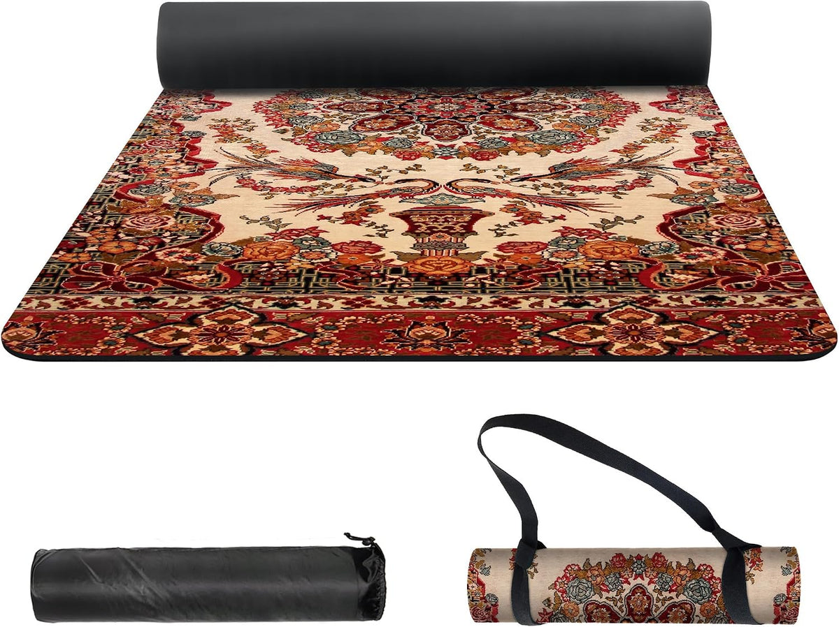 nuveti Yoga Mat Print Extra Thick TPE Non Slip Fitness Exercise Mat with Carrying Bag,72"x24" Extra Thick 6MM Exercise & Workout Mat for Yoga, Pilates Fitness and Floor Exercises - Colors B