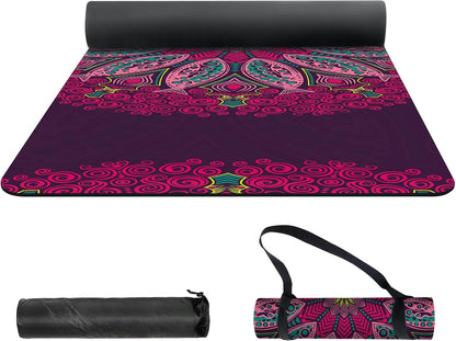 nuveti Yoga Mat Print Extra Thick TPE Non Slip Fitness Exercise Mat with Carrying Bag,72"x24" Extra Thick 6MM Exercise & Workout Mat for Yoga, Pilates Fitness and Floor Exercises - Colors B