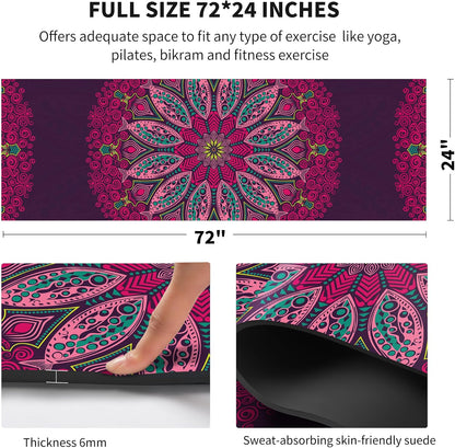 nuveti Yoga Mat Print Extra Thick TPE Non Slip Fitness Exercise Mat with Carrying Bag,72"x24" Extra Thick 6MM Exercise & Workout Mat for Yoga, Pilates Fitness and Floor Exercises - Colors B