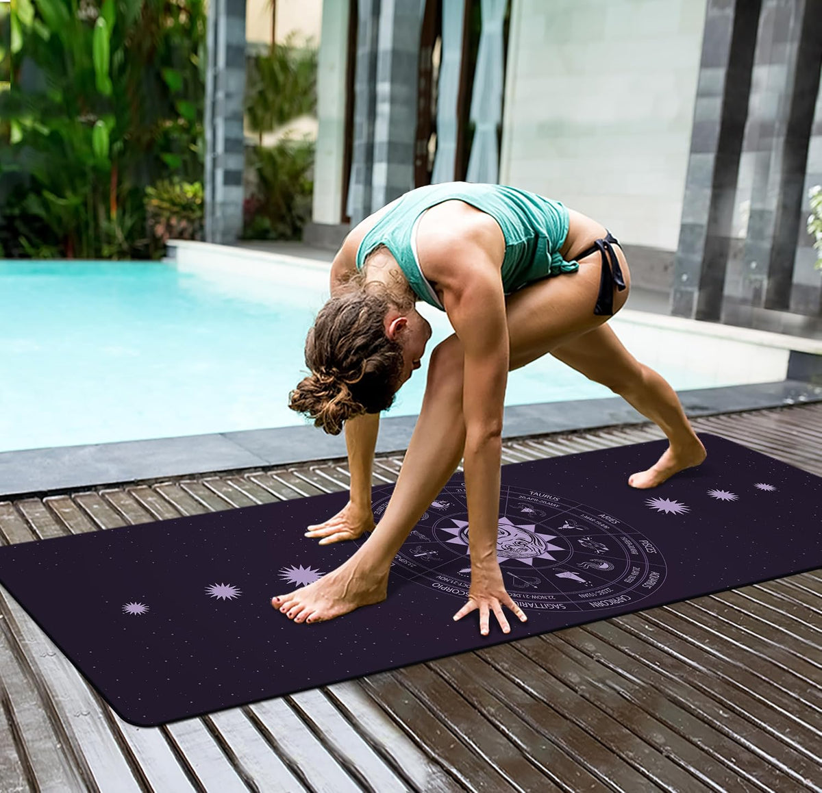 nuveti Yoga Mat Print Extra Thick TPE Non Slip Fitness Exercise Mat with Carrying Bag,72"x24" Extra Thick 6MM Exercise & Workout Mat for Yoga, Pilates Fitness and Floor Exercises - Colors B