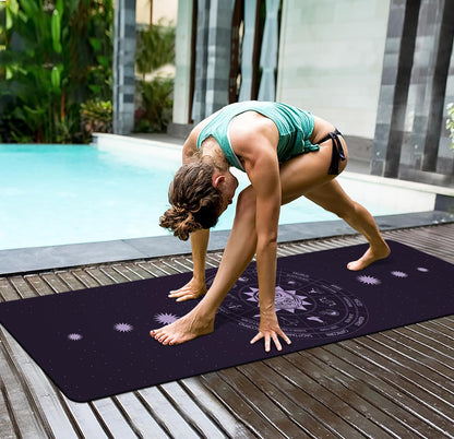 nuveti Yoga Mat Print Extra Thick TPE Non Slip Fitness Exercise Mat with Carrying Bag,72"x24" Extra Thick 6MM Exercise & Workout Mat for Yoga, Pilates Fitness and Floor Exercises - Colors B