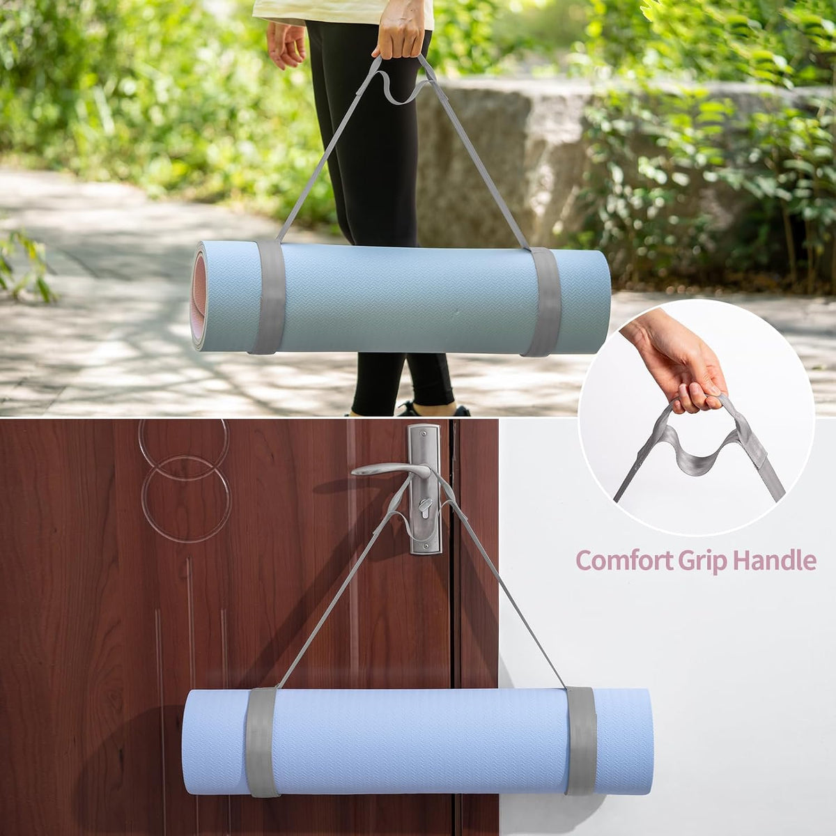 Yoga Mat Strap with Hook and Loop Closure - Mat Not Included