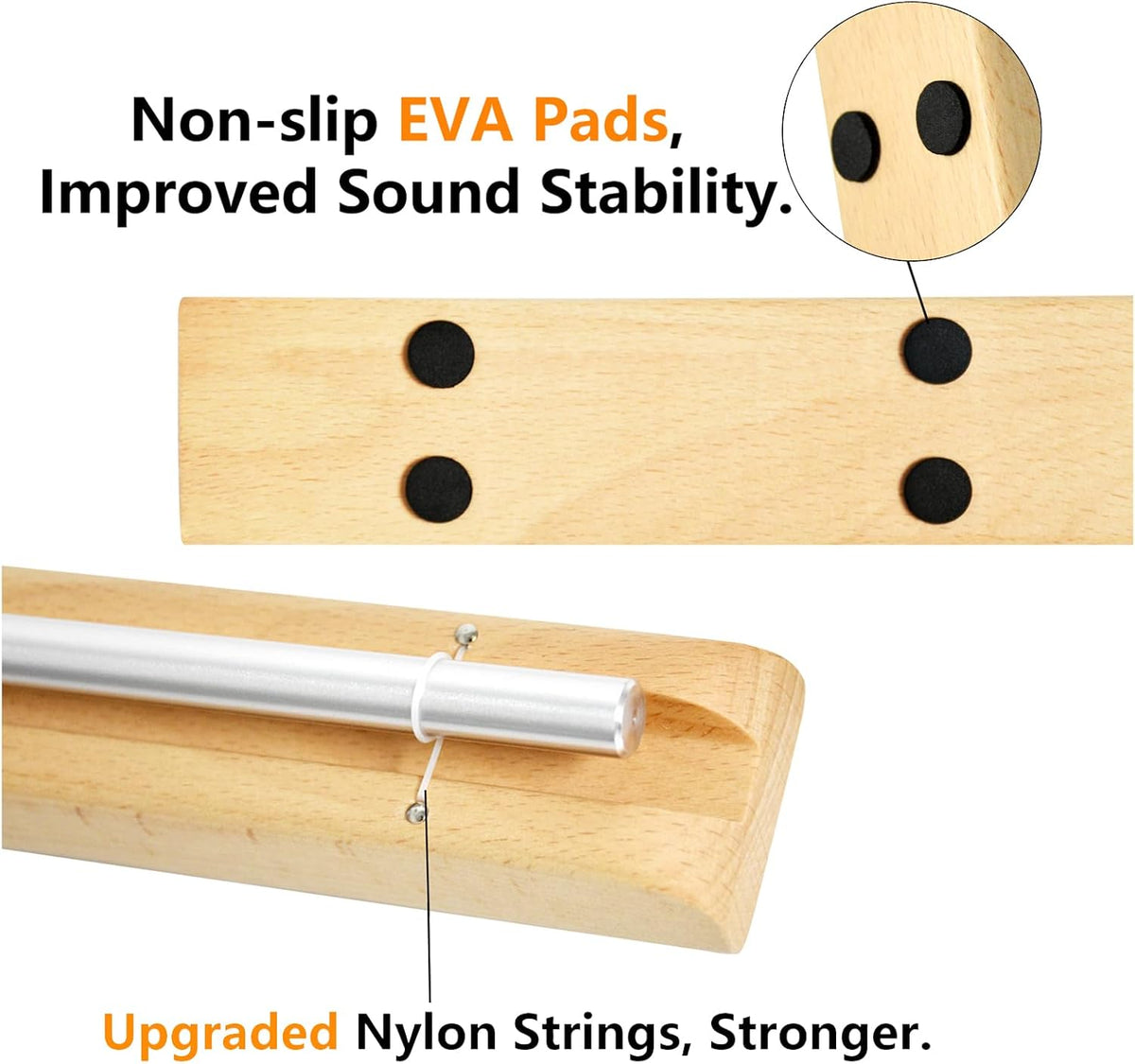 Meditation Chime with 3 Tone (C-E-G) Wooden Hand-held Chimes for Classroom Management, Yoga, Meeting and Sound Therapy, Chime Mallet Included