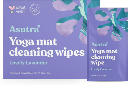 ASUTRA Yoga Mat Wipes (Lovely Lavender), Individually (1 Box = 30 Wipes)
