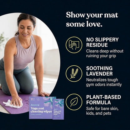 ASUTRA Yoga Mat Wipes (Lovely Lavender), Individually (1 Box = 30 Wipes)