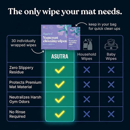 ASUTRA Yoga Mat Wipes (Lovely Lavender), Individually (1 Box = 30 Wipes)