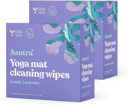 ASUTRA Yoga Mat Wipes (Lovely Lavender), Individually (1 Box = 30 Wipes)