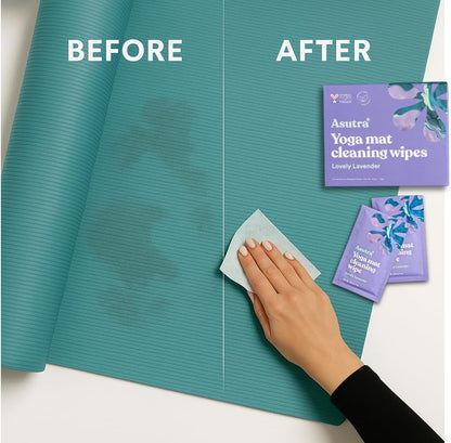 ASUTRA Yoga Mat Wipes (Lovely Lavender), Individually (1 Box = 30 Wipes)