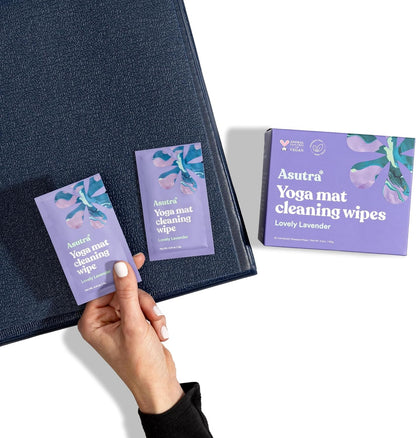 ASUTRA Yoga Mat Wipes (Lovely Lavender), Individually (1 Box = 30 Wipes)