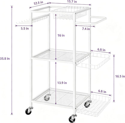 Workout Equipment Storage Rack Metal Yoga Mat Storage Rack, Weight Cart Home Gym Storage Rack with Wheels for Dumbbells, Yoga Mats, Kettlebells, Foam Rollers