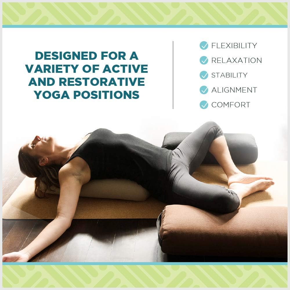 Yoga Bolster - Made In The USA With Eco Friendly Materials - Round or Rectangular Support Cushions That Elevate Your Practice - Organic Hemp Cover