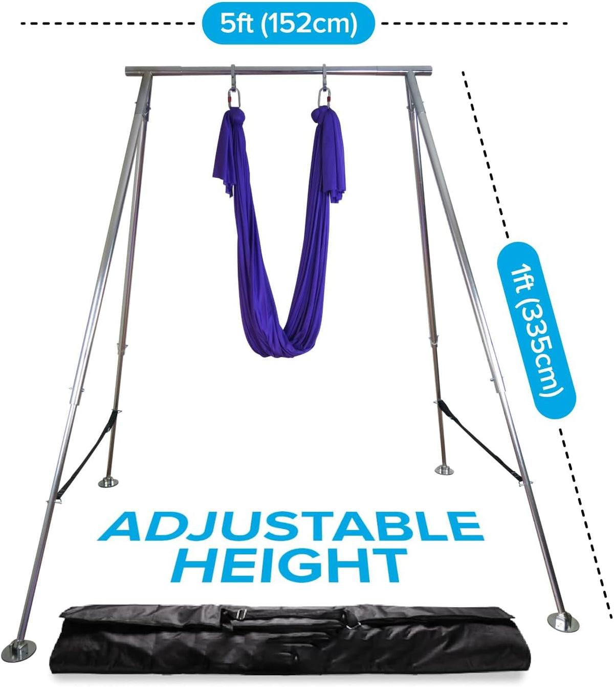 Adjustable Yoga Aerial Rig - Only Premium Home Yoga Stand with Adjustable Height | Portable Stainless Steel Rig | Aerial Fitness, Use with Hoops/Lyra, Silks & Hammock