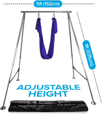 Adjustable Yoga Aerial Rig - Only Premium Home Yoga Stand with Adjustable Height | Portable Stainless Steel Rig | Aerial Fitness, Use with Hoops/Lyra, Silks & Hammock