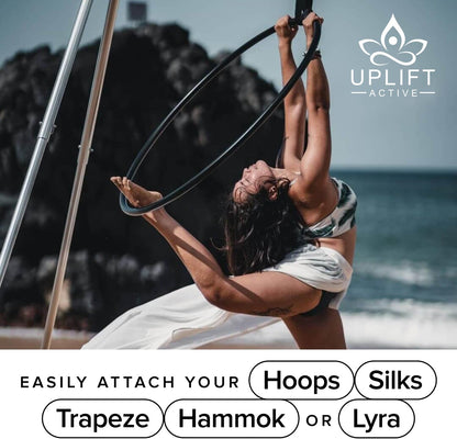 Adjustable Yoga Aerial Rig - Only Premium Home Yoga Stand with Adjustable Height | Portable Stainless Steel Rig | Aerial Fitness, Use with Hoops/Lyra, Silks & Hammock