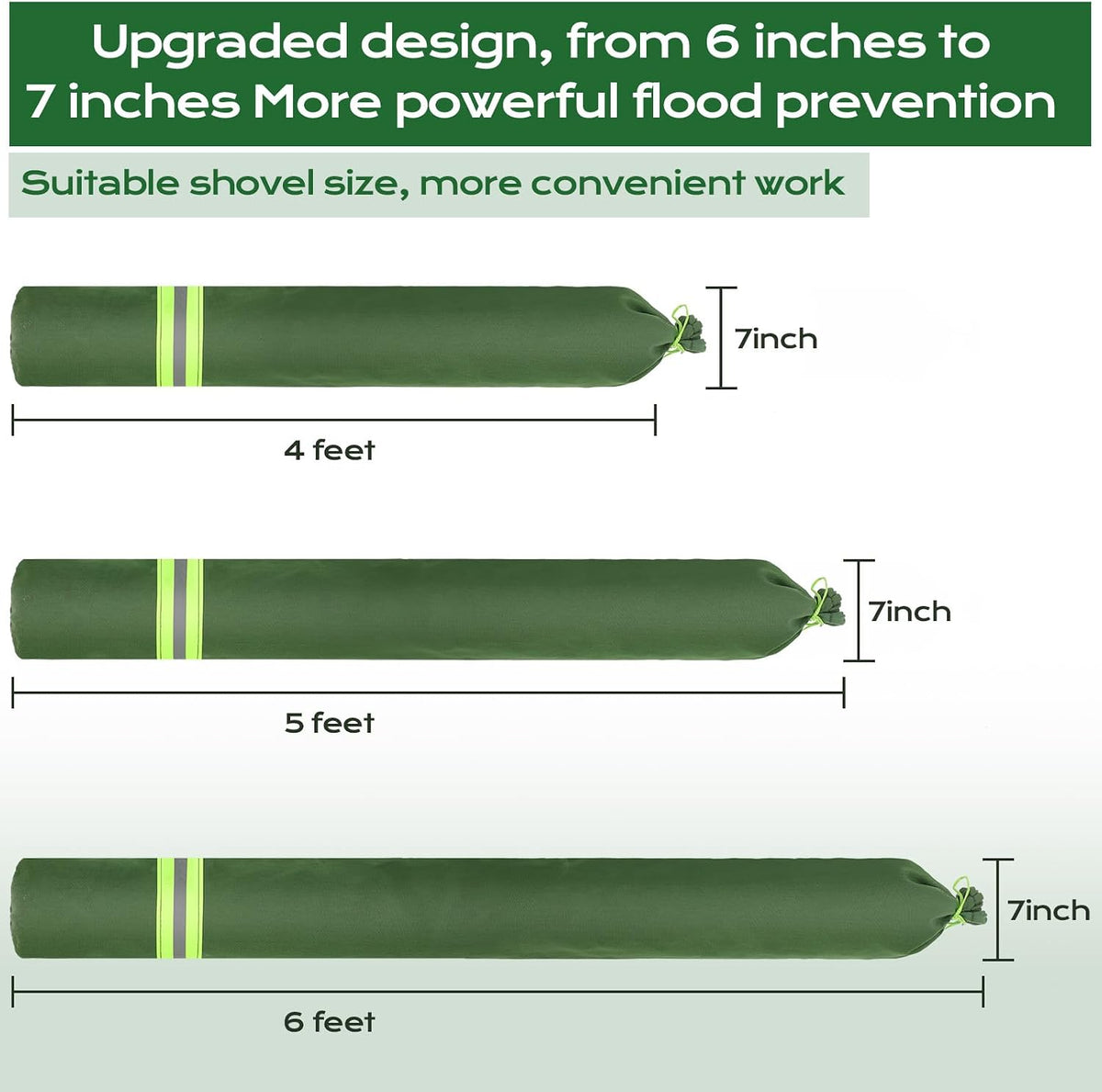 Sand Bags for Flooding,8Pcs Flood Prevention Sandbags,Thickened Long Canvas with Elastic Band, Reusable Flood Barriers for Indoor and Outdoor Garage 4'X 7"