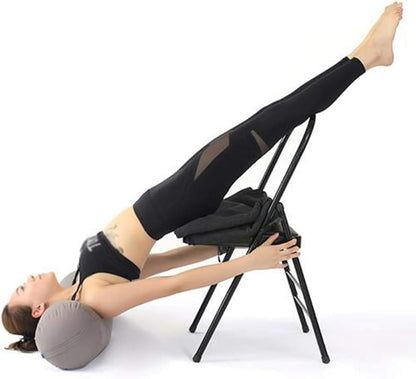 Metal Folding Yoga Chair,Iyengar Yoga Chair,Backless Yoga Chair,Double Beam Design Yoga Auxiliary Chair,Adult Yoga Chair,Suitable for Home,Gym,Black