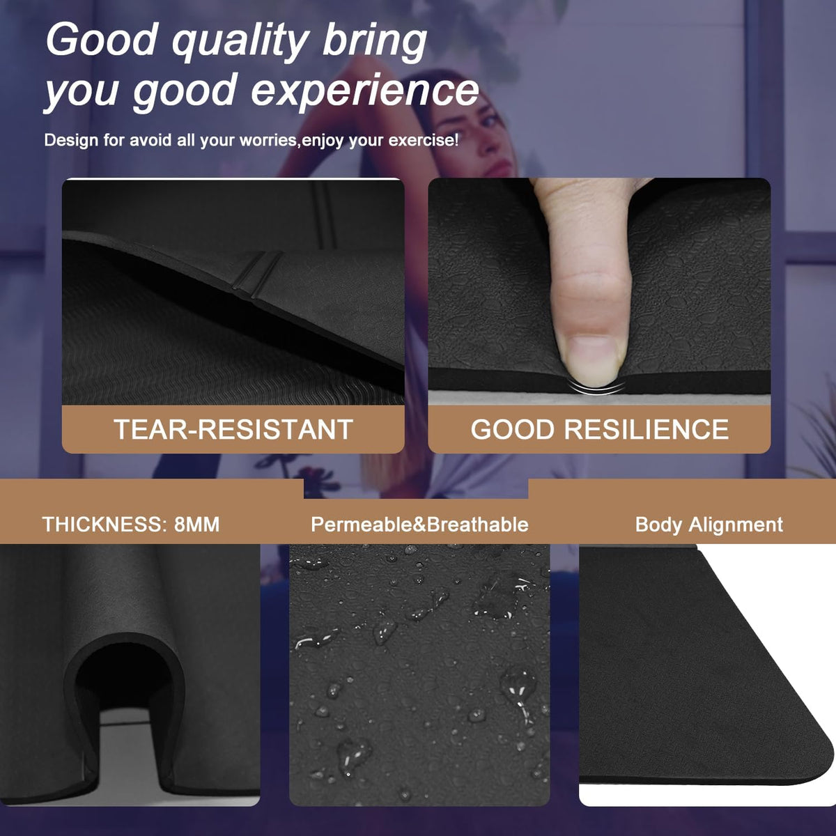 iodoo Foldable Yoga Mat 72" L x 32" W x 0.32 Inch Extra Thicked and Wided, Folding Yoga Mat for Travel with Canvas Carrying Bag, Non-Slip TPE Exercise Pilates Mat