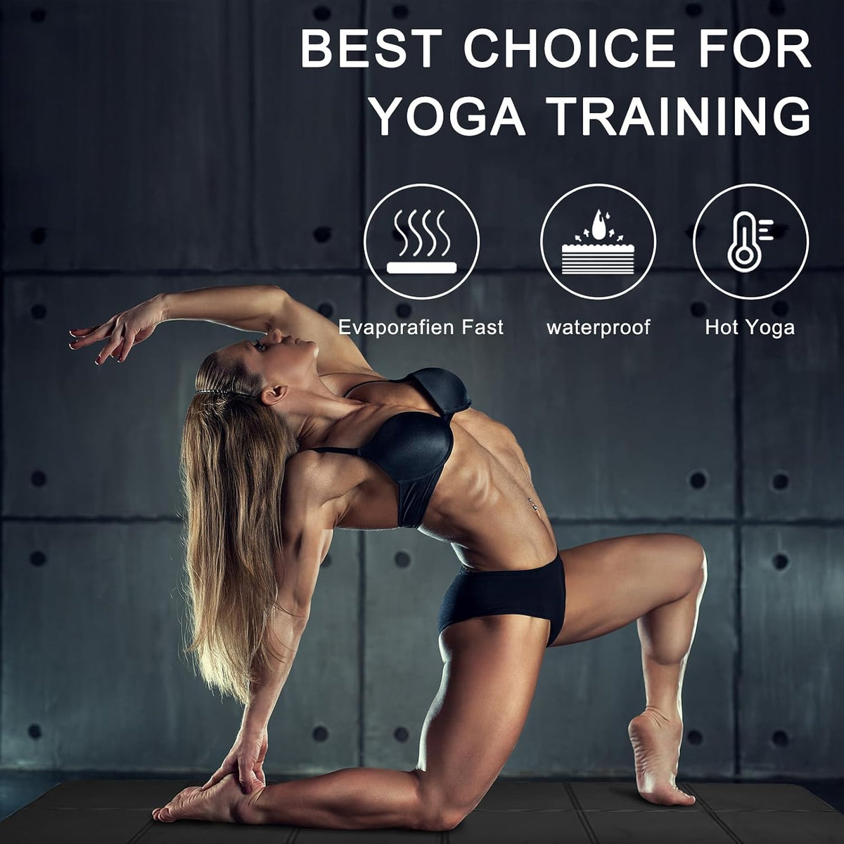 iodoo Foldable Yoga Mat 72" L x 32" W x 0.32 Inch Extra Thicked and Wided, Folding Yoga Mat for Travel with Canvas Carrying Bag, Non-Slip TPE Exercise Pilates Mat