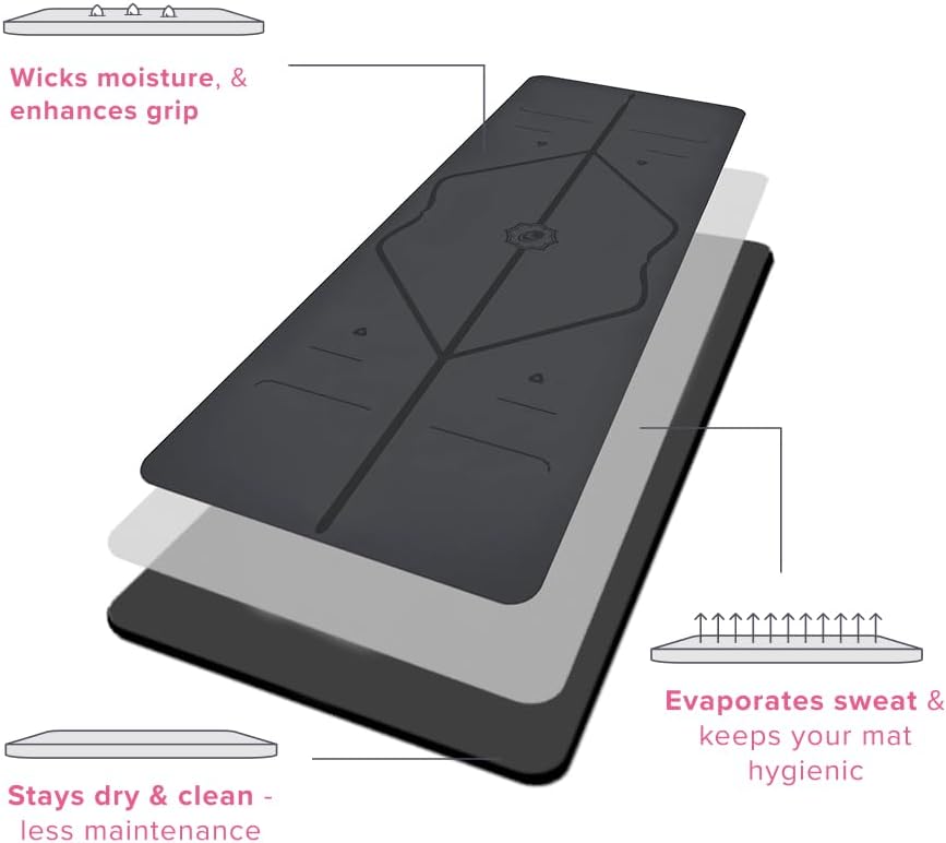 Travel Yoga Mat - Patented Alignment Design, Advanced Non-Slip Grip