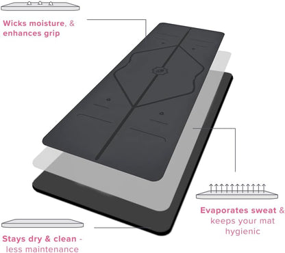 Travel Yoga Mat - Patented Alignment Design, Advanced Non-Slip Grip