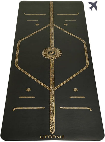 Travel Yoga Mat - Patented Alignment Design, Advanced Non-Slip Grip