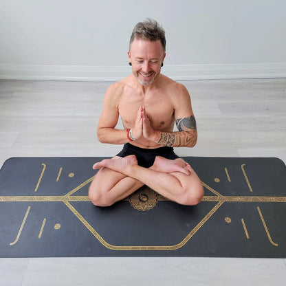 Travel Yoga Mat - Patented Alignment Design, Advanced Non-Slip Grip