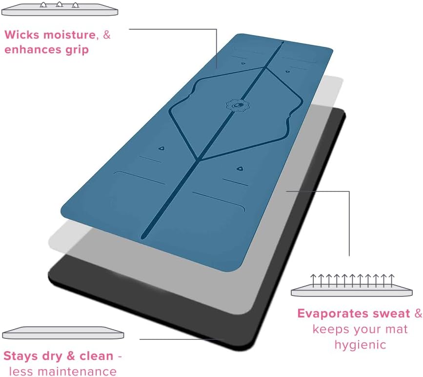 Travel Yoga Mat - Patented Alignment Design, Advanced Non-Slip Grip