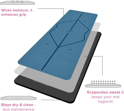 Travel Yoga Mat - Patented Alignment Design, Advanced Non-Slip Grip