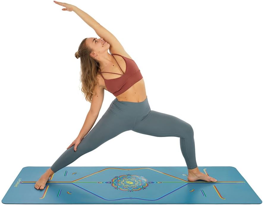 Travel Yoga Mat - Patented Alignment Design, Advanced Non-Slip Grip