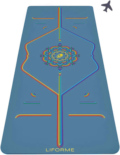 Travel Yoga Mat - Patented Alignment Design, Advanced Non-Slip Grip