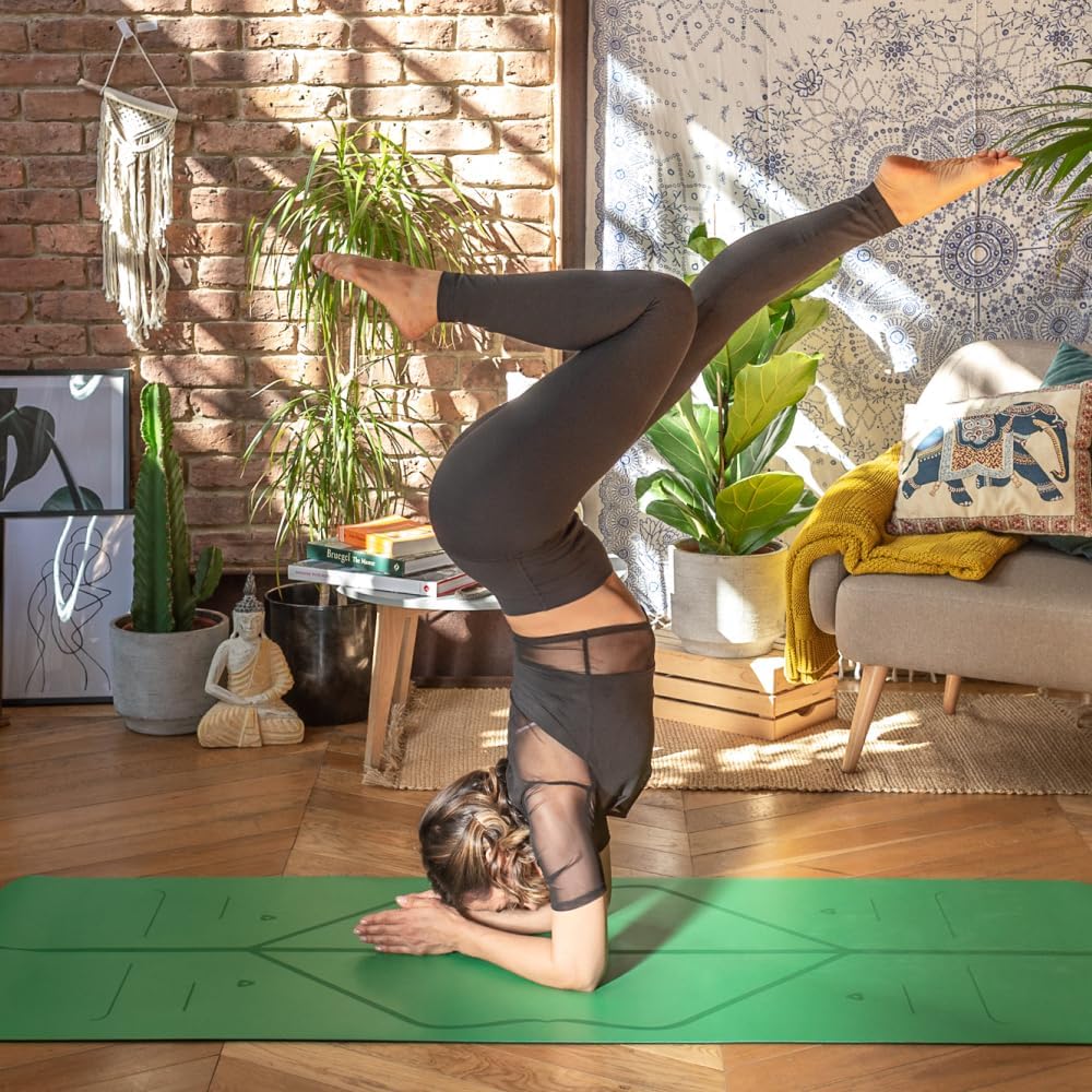 Travel Yoga Mat - Patented Alignment Design, Advanced Non-Slip Grip