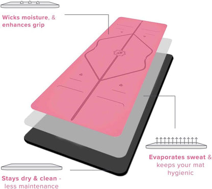 Travel Yoga Mat - Patented Alignment Design, Advanced Non-Slip Grip